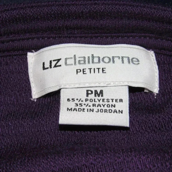 NWT LIZ CLAIBORNE Long Sleeve Crew Neck Purple Sweater Size PM (Petite Medium) - Picture 4 of 6